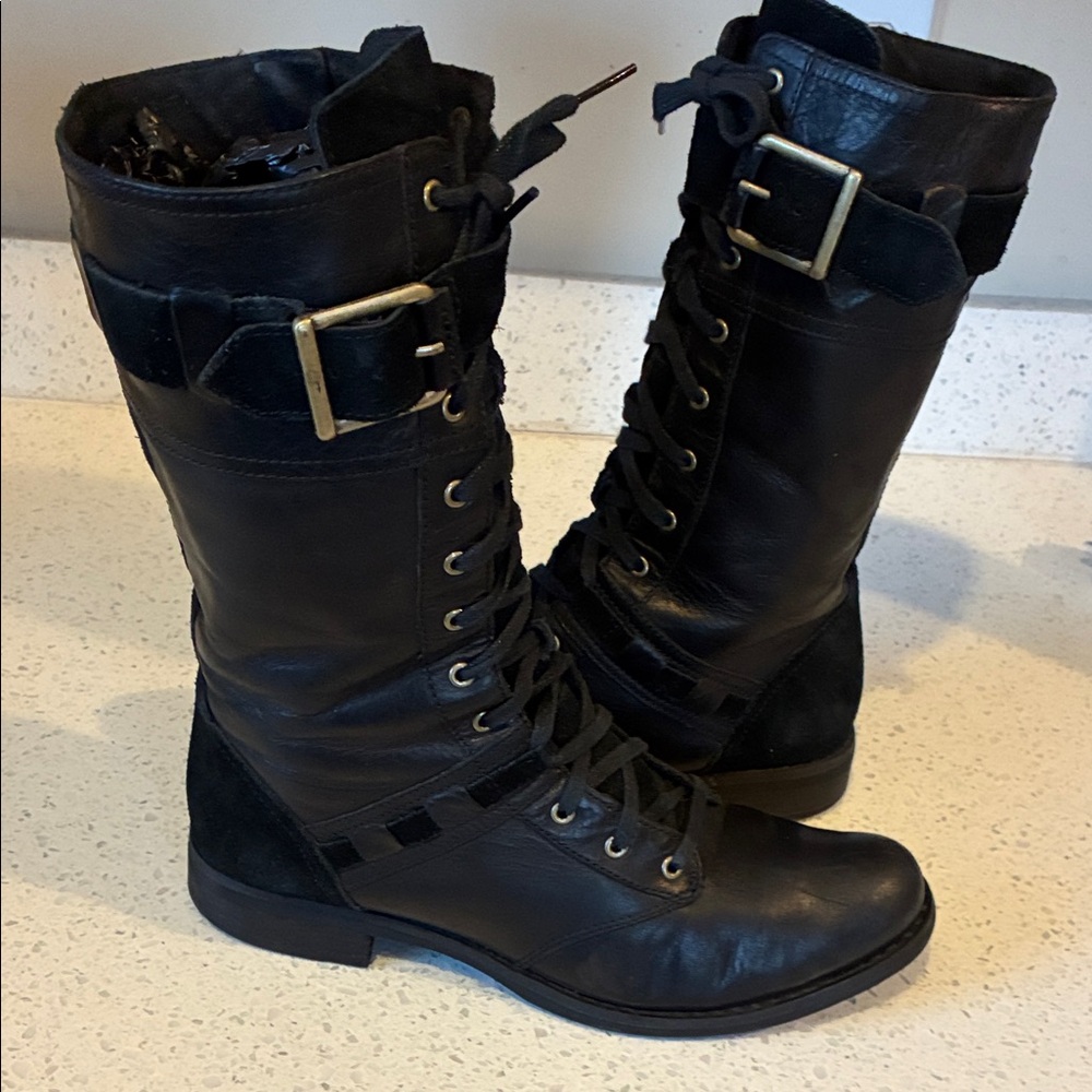 Timberland Black Leather Combat Boots